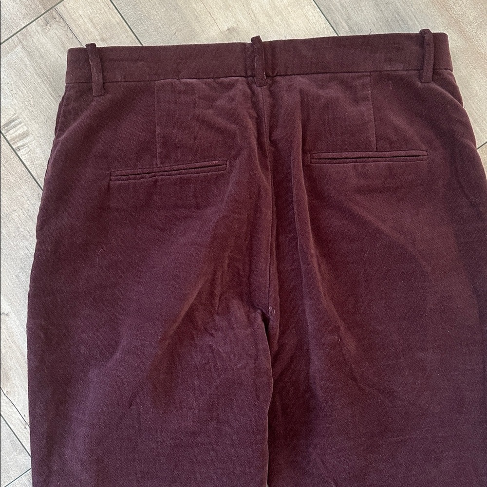 Mango Suede Burgundy Flare Pants Sz 6 - Picture 8 of 8